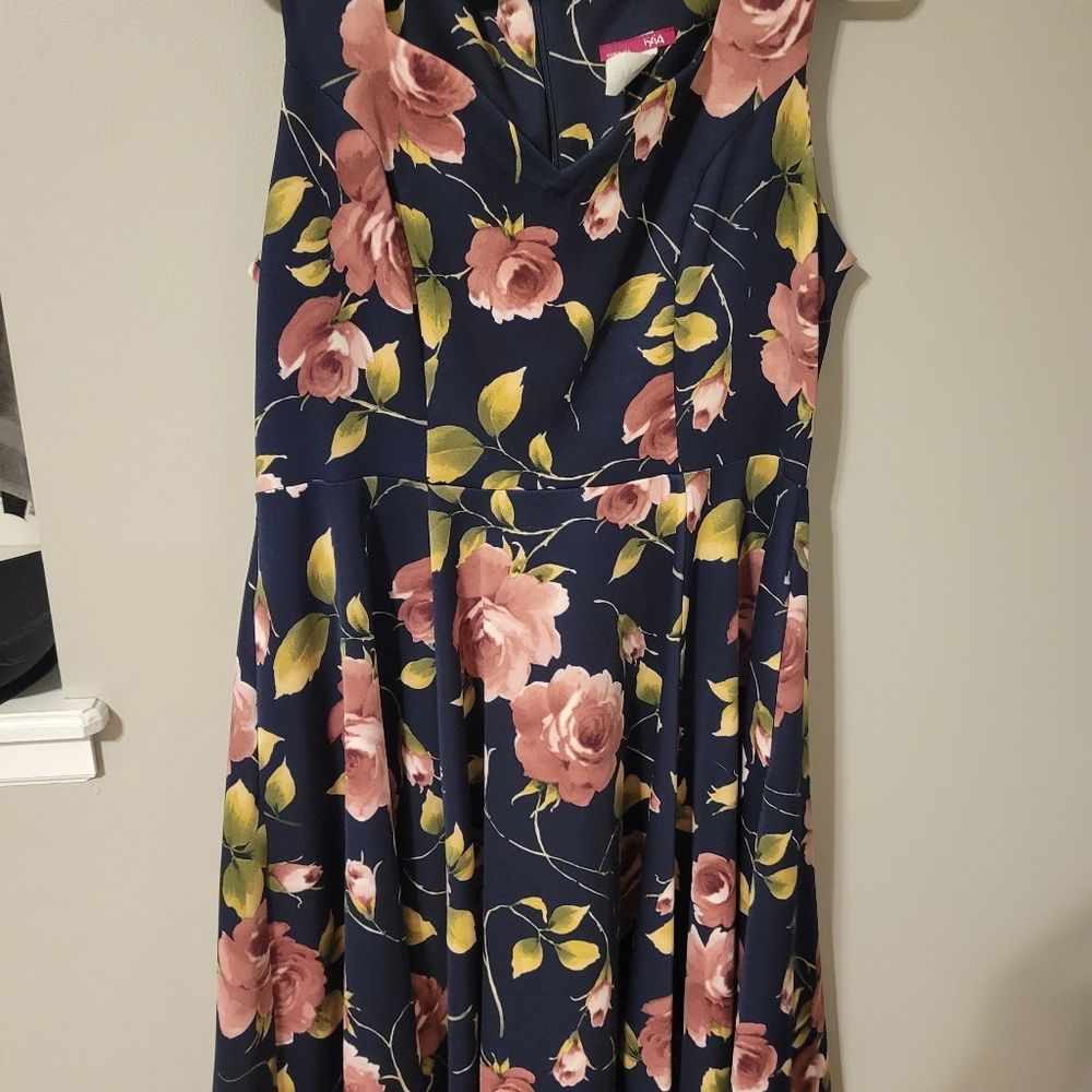 Modcloth midi rose dress 1X